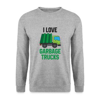 I Love camions-poubelles - Sweat-shirt Unisexe - gris chiné - Devant - Alina (178cm) & Michal (187cm)