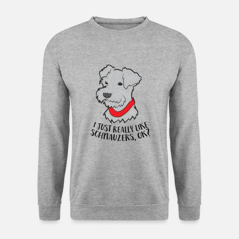 Ich Liebe Schnauzer Hunde - Unisex Pullover - Weißgrau meliert