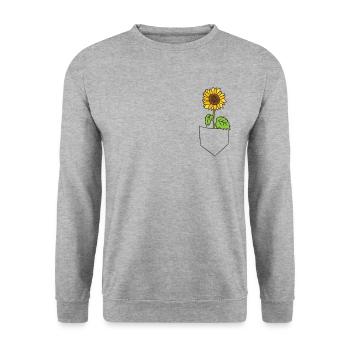 Cool tournesol dans sa poche - Sweat-shirt Unisexe - gris chiné - Devant - Alina (178cm) & Michal (187cm)