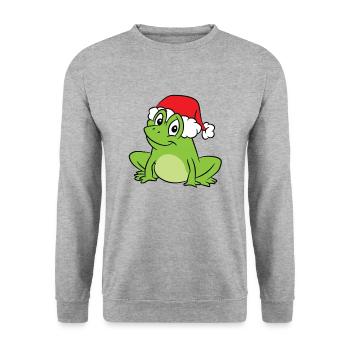 Grenouille avec chapeau de Noël Grenouille douce - Sweat-shirt Unisexe - gris chiné - Devant - Alina (178cm) & Michal (187cm)