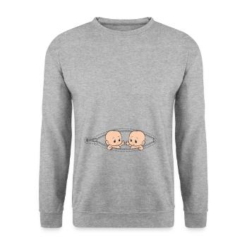 Mom Of Twin Pregnancy Twins Mom Pregnant With - Unisex Sweatshirt - salt & pepper - Front - Alina (178cm) & Michal (187cm)