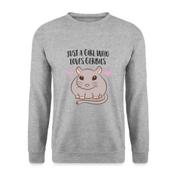 Seule une fille qui aime les souris de course - Sweat-shirt Unisexe - gris chiné - Devant - Alina (178cm) & Michal (187cm)