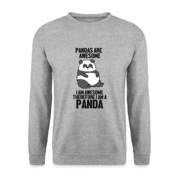 Pandas Are Awesome I'm Awesome Therefore I'm A - Unisex Sweatshirt - salt & pepper - Front - Alina (178cm) & Michal (187cm)