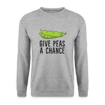 Give Peas A Chance Vegan Vegetarian Peas - Unisex Pullover - Weißgrau meliert - Vorne - Alina (178cm) & Michal (187cm)