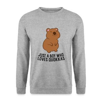 Nur Ein Junge Der Quokkas Liebt - Unisex Pullover - Weißgrau meliert - Vorne - Alina (178cm) & Michal (187cm)