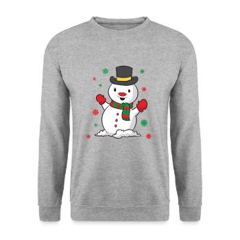 Bonhomme de neige de Noël - Sweat-shirt Unisexe - gris chiné - Devant - Alina (178cm) & Michal (187cm)