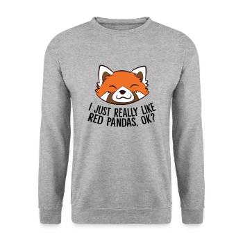 Ich Liebe Rote Pandas Einfach Wirklich, Ok? - Unisex Pullover - Weißgrau meliert - Vorne - Alina (178cm) & Michal (187cm)