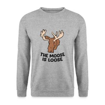 The Moose Is Loose Cute Moose Lovers Moose Hunting - Unisex Pullover - Weißgrau meliert - Vorne - Alina (178cm) & Michal (187cm)
