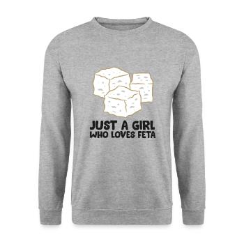 Just a Girl Who Loves Feta Cheese - Unisex Sweatshirt - salt & pepper - Front - Alina (178cm) & Michal (187cm)