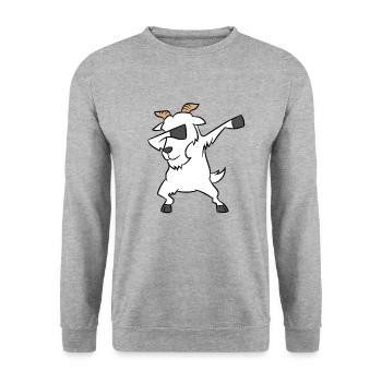 Dabbing Chèvre Drôle De bave - Sweat-shirt Unisexe - gris chiné - Devant - Alina (178cm) & Michal (187cm)