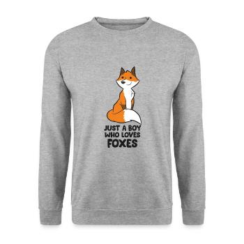 Just A Boy Who Loves Foxes Cute Fox Boy - Unisex Sweatshirt - salt & pepper - Front - Alina (178cm) & Michal (187cm)