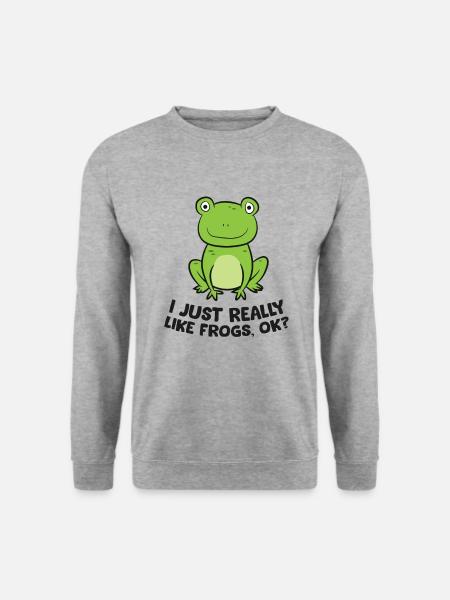 I Just Really Like Frogs Ok? Cute Frogs - Unisex Pullover - Weißgrau meliert