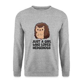 Juste une fille Who Loves Hedgehogs Kids Hedgehog Girl - Sweat-shirt Unisexe - gris chiné - Devant - Alina (178cm) & Michal (187cm)