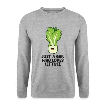 Just a Girl Who Loves Lettuce - Unisex Sweatshirt - salt & pepper - Front - Alina (178cm) & Michal (187cm)