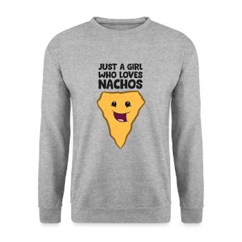 Nur ein Mädchen, das Nachos liebt - Unisex Pullover - Weißgrau meliert - Vorne - Alina (178cm) & Michal (187cm)