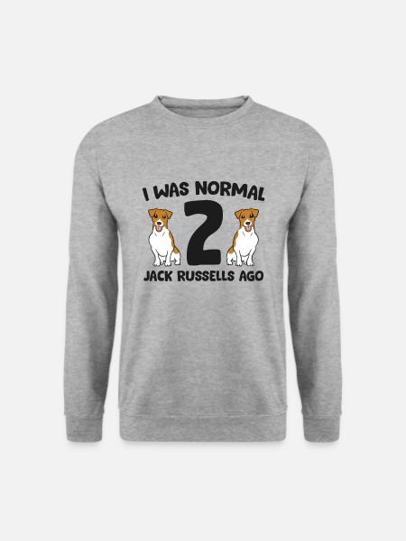 Ich war normal 2 Jack Russells vor lustigen Jack - Unisex Pullover - Weißgrau meliert