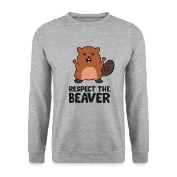 Respecte le castor aime le castor - Sweat-shirt Unisexe - gris chiné - Devant - Alina (178cm) & Michal (187cm)