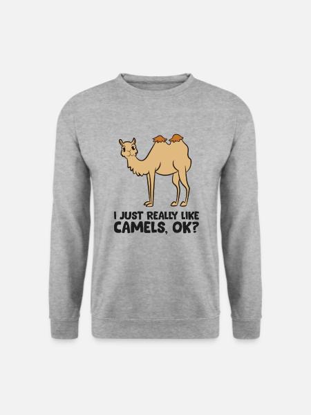Kamelliebhaber Ich mag Kamele einfach sehr - Unisex Pullover - Weißgrau meliert