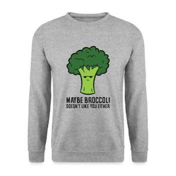 Peut-être que le brocoli ne t’aime pas non plus. - Sweat-shirt Unisexe - gris chiné - Devant - Alina (178cm) & Michal (187cm)