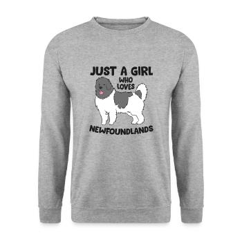 Juste une fille qui aime les chiens de Terre-Neuve - Sweat-shirt Unisexe - gris chiné - Devant - Alina (178cm) & Michal (187cm)