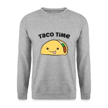 Taco Time Liebe Tacos - Unisex Pullover - Weißgrau meliert - Vorne - Alina (178cm) & Michal (187cm)