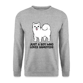 Samoyed Dog Owner Just a Boy Who Loves Samoyeds - Unisex Sweatshirt - salt & pepper - Front - Alina (178cm) & Michal (187cm)