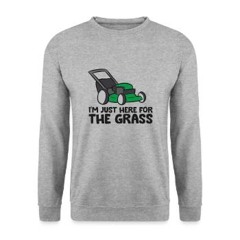 I'm Just Here For The Grass Lawn Mower Grass - Unisex Sweatshirt - salt & pepper - Front - Alina (178cm) & Michal (187cm)