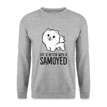 Life Is Better With A Samoyed - Unisex Sweatshirt - salt & pepper - Front - Alina (178cm) & Michal (187cm)