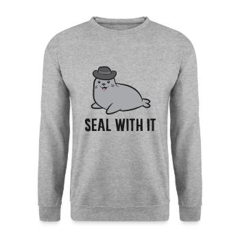 Seal With It Cute Seal - Unisex Sweatshirt - salt & pepper - Front - Alina (178cm) & Michal (187cm)