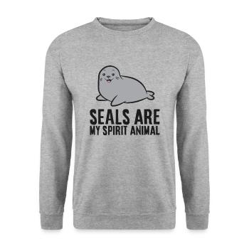 Seals Are My Spirit Animal Love Seals - Unisex Sweatshirt - salt & pepper - Front - Alina (178cm) & Michal (187cm)
