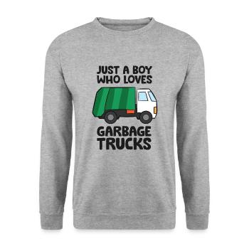 Nur ein Junge, der Müllwagen liebt - Unisex Pullover - Weißgrau meliert - Vorne - Alina (178cm) & Michal (187cm)
