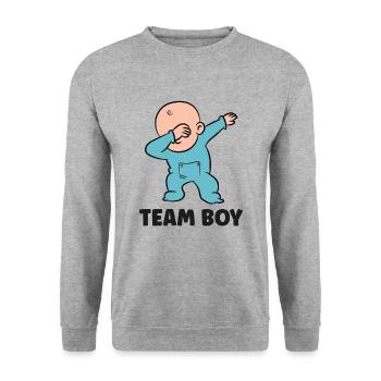 Révélation de genre Team Boy - Sweat-shirt Unisexe - gris chiné - Devant - Alina (178cm) & Michal (187cm)