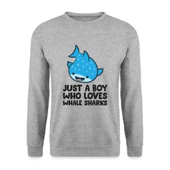 Nur ein Junge, der Walhaie liebt - Unisex Pullover - Weißgrau meliert - Vorne - Alina (178cm) & Michal (187cm)