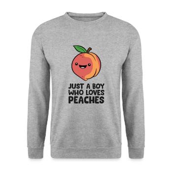 Nur ein Junge, der Pfirsiche liebt - Unisex Pullover - Weißgrau meliert - Vorne - Alina (178cm) & Michal (187cm)