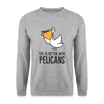 Life Is better With Pelicans - Unisex Sweatshirt - salt & pepper - Front - Alina (178cm) & Michal (187cm)