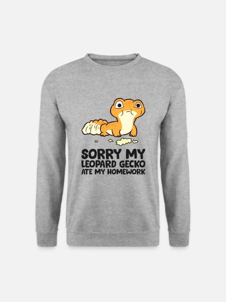Leopardgecko-Schule Mein Leopardgecko hat meine - Unisex Pullover - Weißgrau meliert