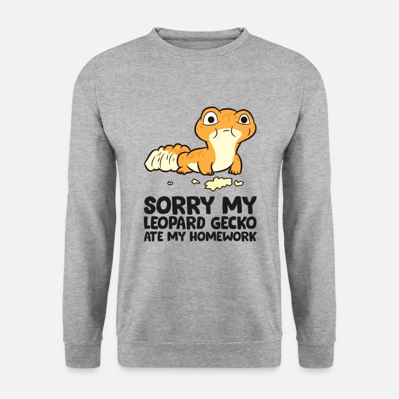 Leopardgecko-Schule Mein Leopardgecko hat meine - Unisex Pullover - Weißgrau meliert
