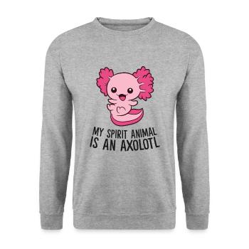 Mein Seelentier ist ein Axolotl - Unisex Pullover - Weißgrau meliert - Vorne - Alina (178cm) & Michal (187cm)