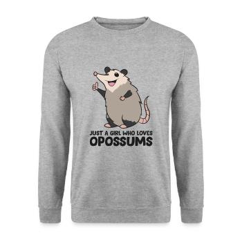 Juste une fille qui aime les opossums - Sweat-shirt Unisexe - gris chiné - Devant - Alina (178cm) & Michal (187cm)