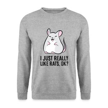 I Just Really Like Rats, Okay Funny Rat Lover - Unisex Sweatshirt - salt & pepper - Front - Alina (178cm) & Michal (187cm)