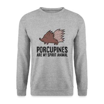 Les porcs-épics sont mon animal spirituel mignon porc-épic - Sweat-shirt Unisexe - gris chiné - Devant - Alina (178cm) & Michal (187cm)