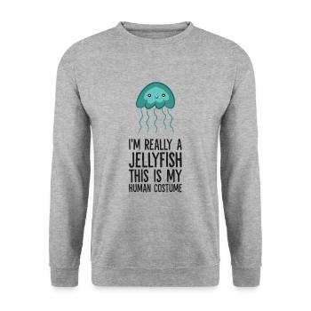 Ich bin wirklich eine Qualle Dies ist mein - Unisex Pullover - Weißgrau meliert - Vorne - Alina (178cm) & Michal (187cm)