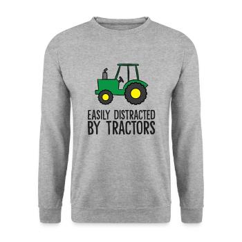 Farming Quote Tracteur facilement distrait par - Sweat-shirt Unisexe - gris chiné - Devant - Alina (178cm) & Michal (187cm)