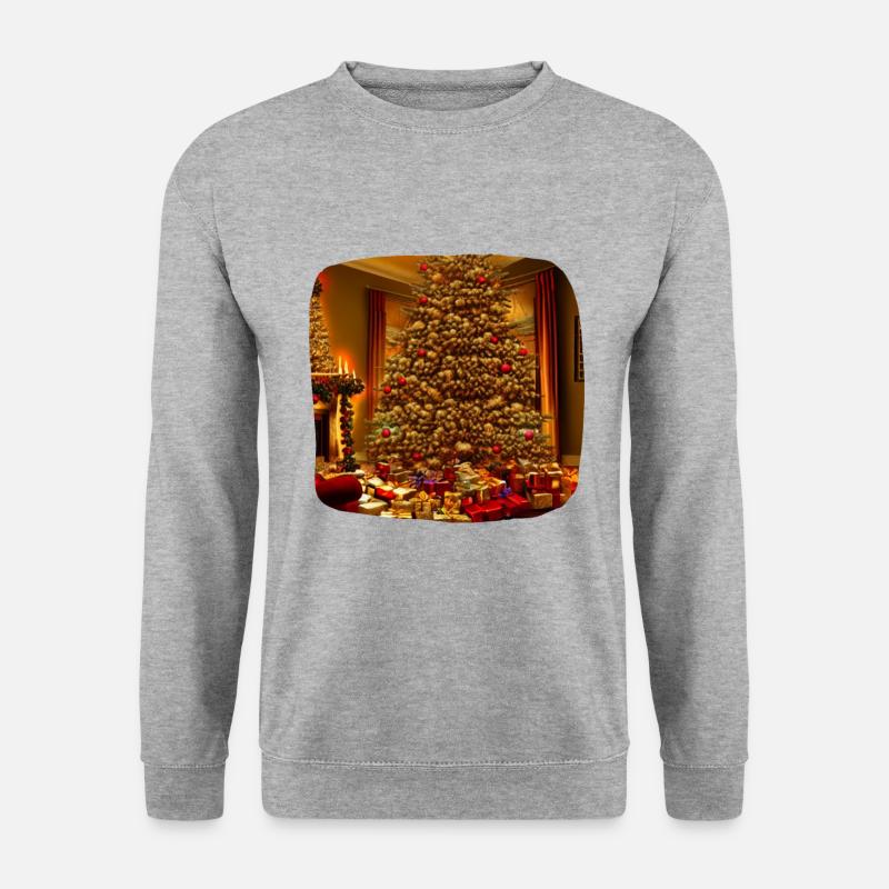 Weihnachtsbaum im Wohnzimmer - Unisex Pullover - Weißgrau meliert