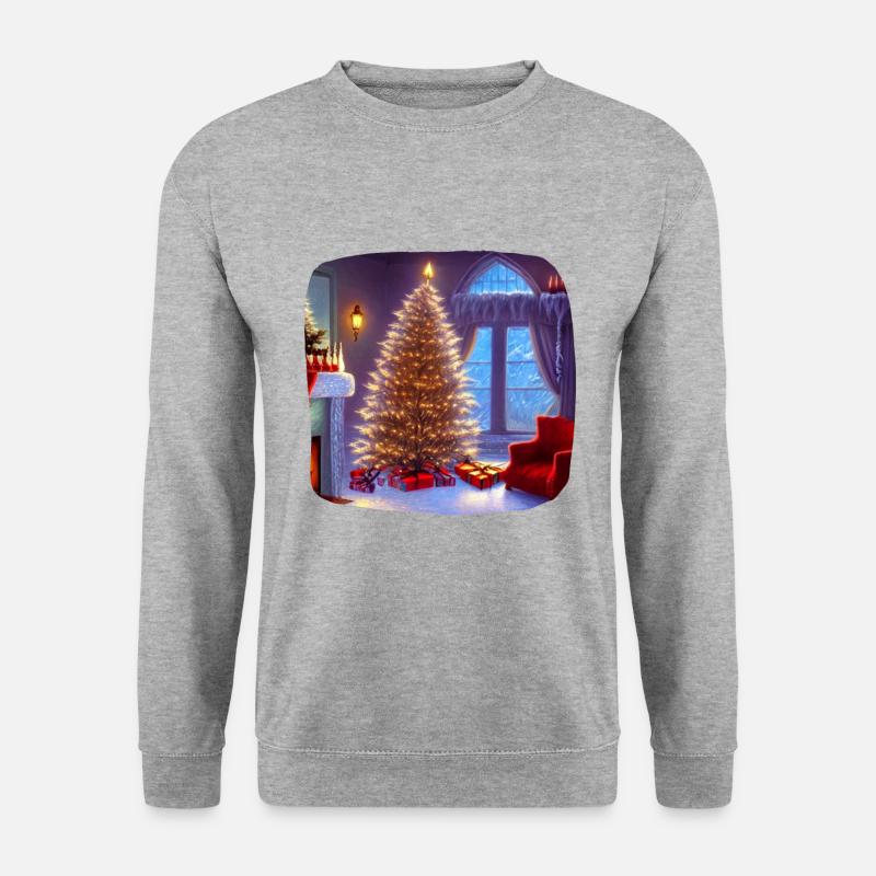 Weihnachtsbaum - Unisex Pullover - Weißgrau meliert
