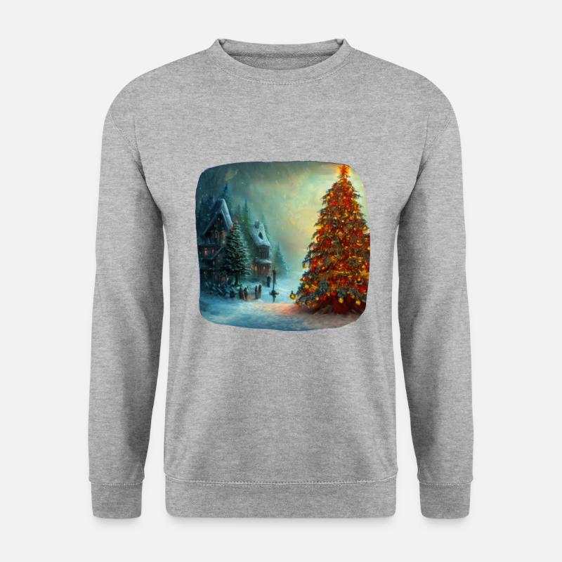 Weihnachtsdorf - Unisex Pullover - Weißgrau meliert