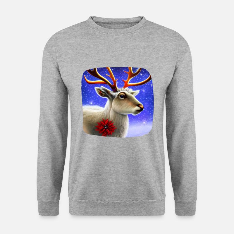 Rentier - Unisex Pullover - Weißgrau meliert