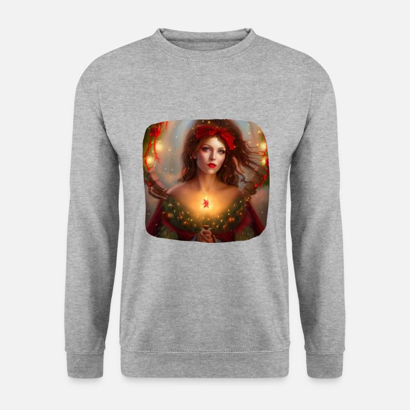 Weihnachtsfrau - Unisex Pullover - Weißgrau meliert