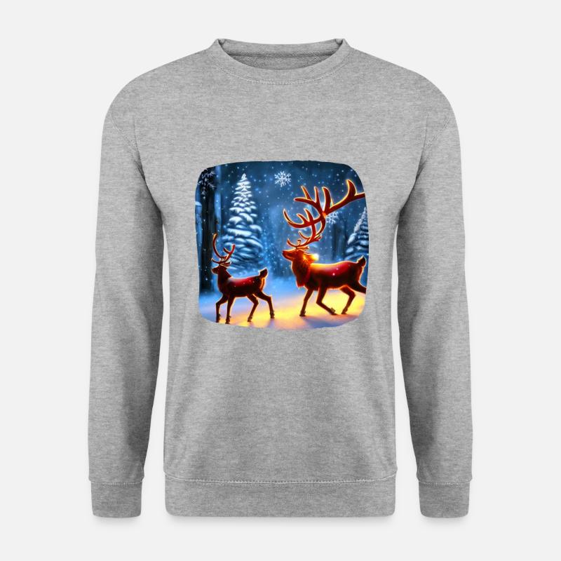 Rentier - Unisex Pullover - Weißgrau meliert