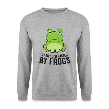 Frog Lover Easily Distracted By Frogs - Unisex Sweatshirt - salt & pepper - Front - Alina (178cm) & Michal (187cm)
